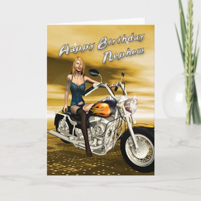 Födelsedagskort för syskonbarn med motorcykel kort (Framsida)