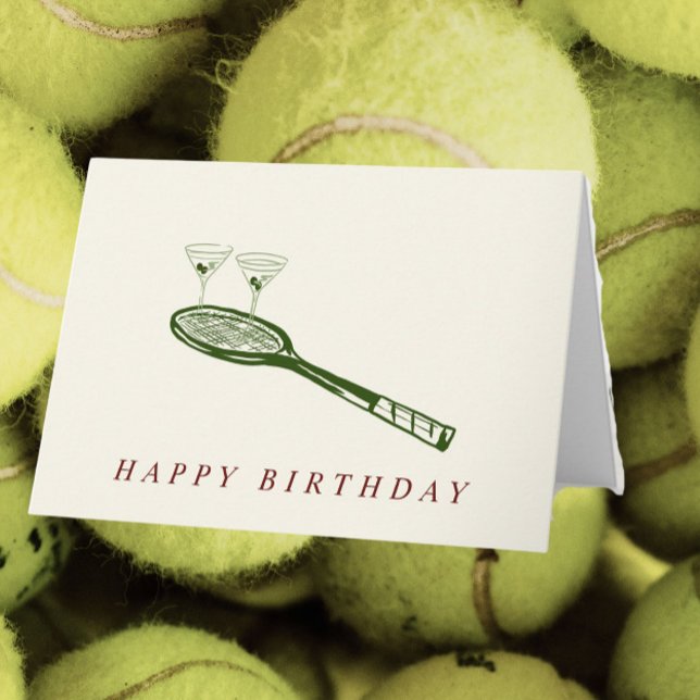 födelsedagskort för tennis och martinis tack kort (Skapare uppladdad)