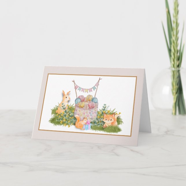 Födelsedagskort för trädsdjur kort (Framsida)