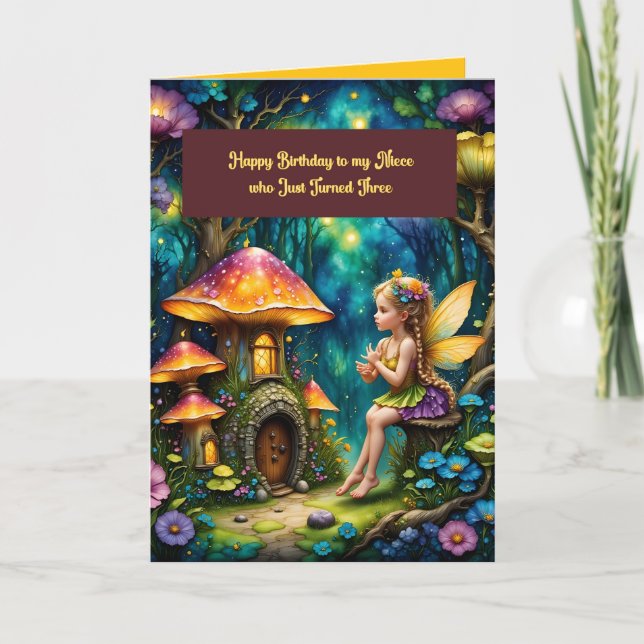 Födelsedagskort för tre år gammal systerdotter kort (Framsida)