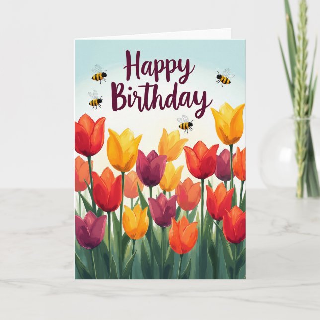 Födelsedagskort för vårblomning kort (Framsida)