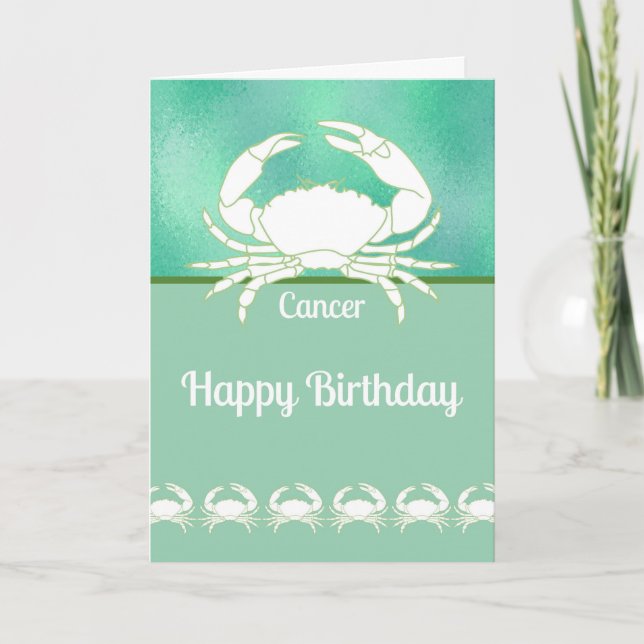 Födelsedagskort för Zodiac Cancer med Crab. Kort (Framsida)