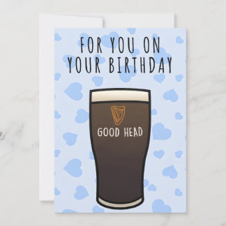 Födelsedagskort Guinness, "Bra huvud" Ohyfsat kort