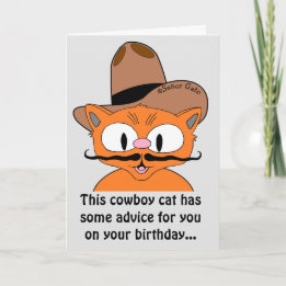 Födelsedagskort Humoristisk Tecknad Cowboy Mustasc Kort
