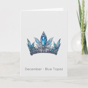 Födelsedagskort i december Blått Topaz Krona Kort