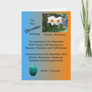Födelsedagskort i december - Narcissus och turkos Kort