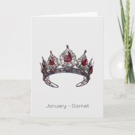 Födelsedagskort i januari: Garnet Krona Kort