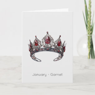 Födelsedagskort i januari: Garnet Krona Kort