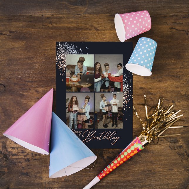 Födelsedagskort i ro-Guld Glitter Julkort (Skapare uppladdad)