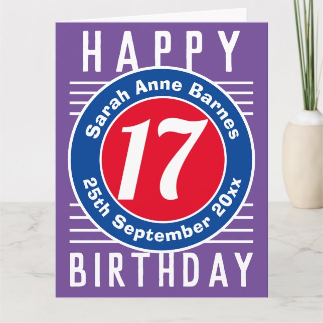 Födelsedagskort med ålder, Namn och datum Kort (Framsida)