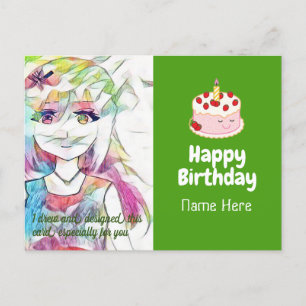 Födelsedagskort med anime bilder (design 4) helg vykort