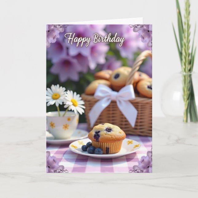Födelsedagskort med bär-muffin kort (Framsida)