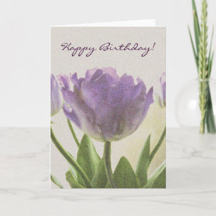 Födelsedagskort med blomkonst   Bild av Lila tulip Kort