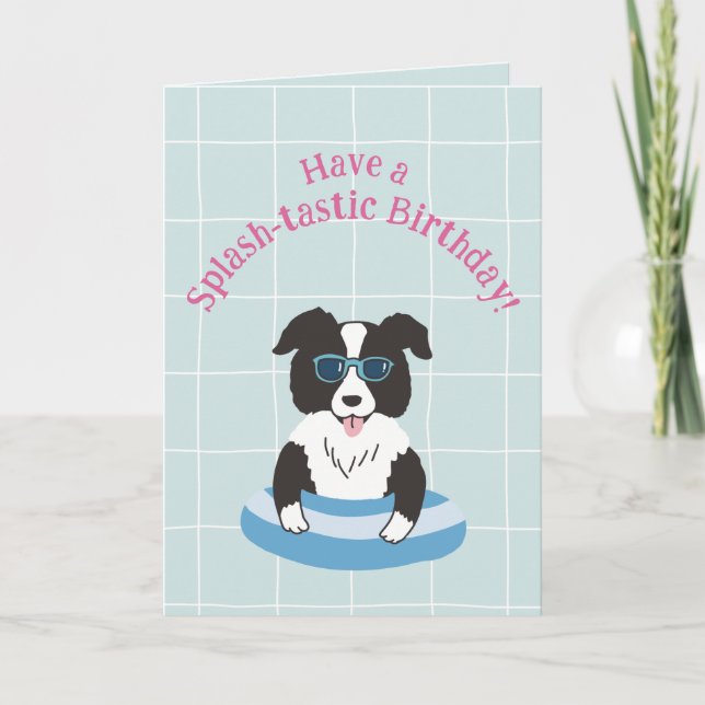 Födelsedagskort med Border Collie Splash-tastisk t Kort (Framsida)