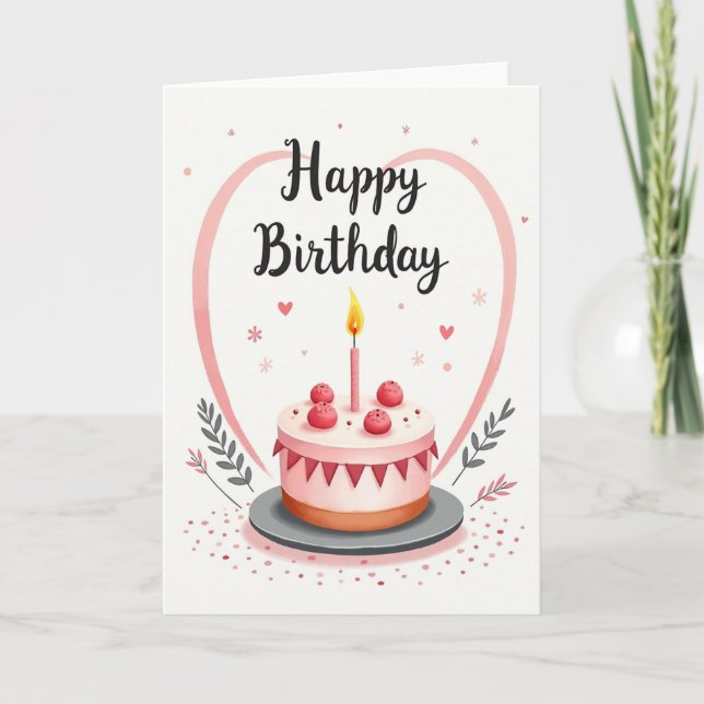 Födelsedagskort med Bunting Cake Kort (Framsida)