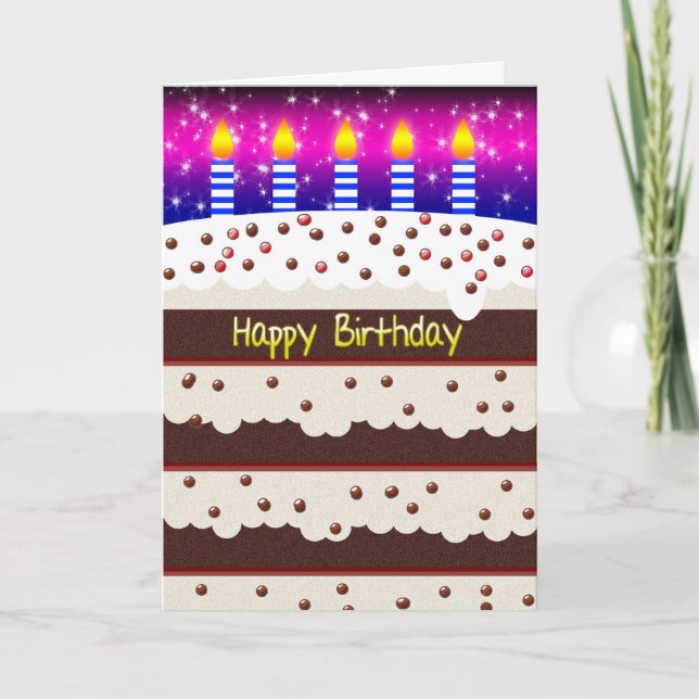 Födelsedagskort med choklad födelsedagskaka kort (Framsida)