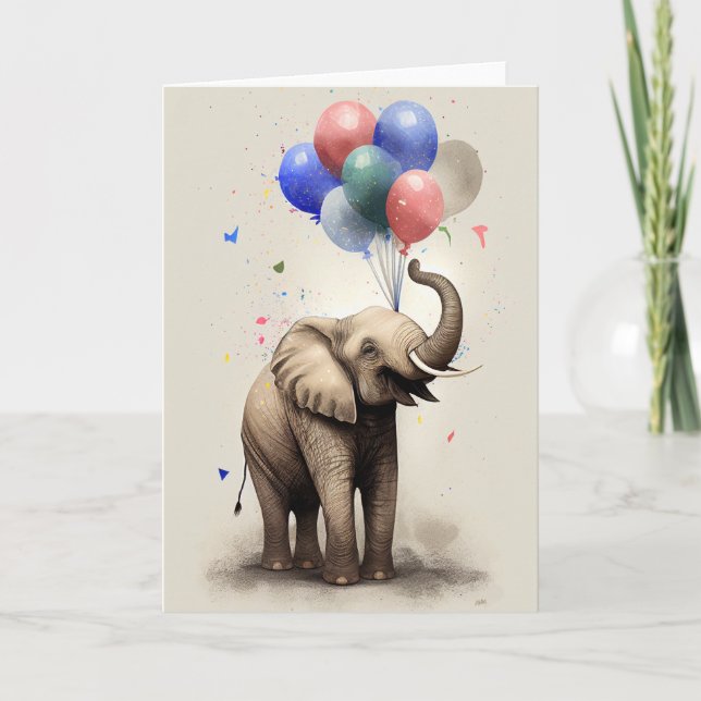 Födelsedagskort med Elephant Foleting Card Tack Kort (Framsida)