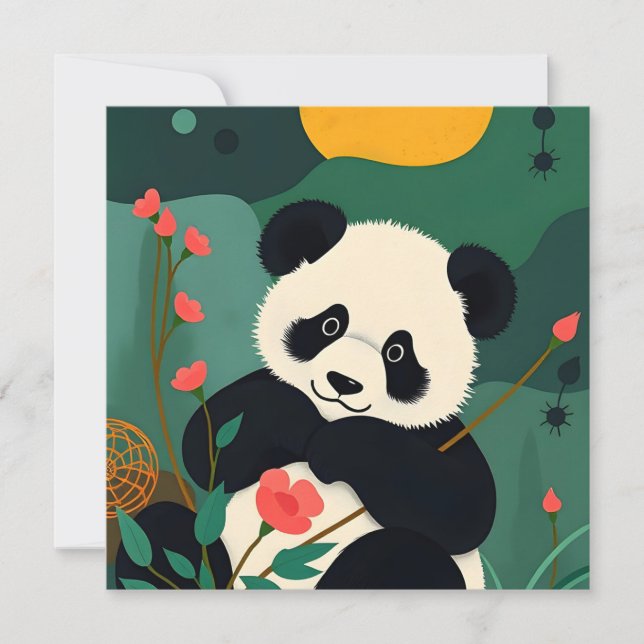 Födelsedagskort med färgstark Panda-design (Framsida)