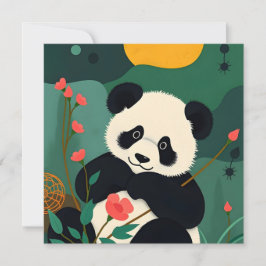 Födelsedagskort med färgstark Panda-design