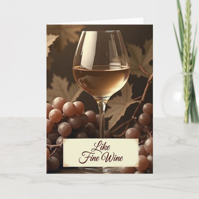 Födelsedagskort med gyllene vin kort (Framsida)