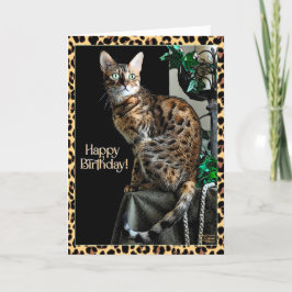 Födelsedagskort med katt tema leopardtryck kort