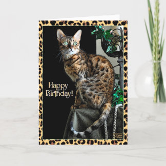 Födelsedagskort med katt tema leopardtryck kort