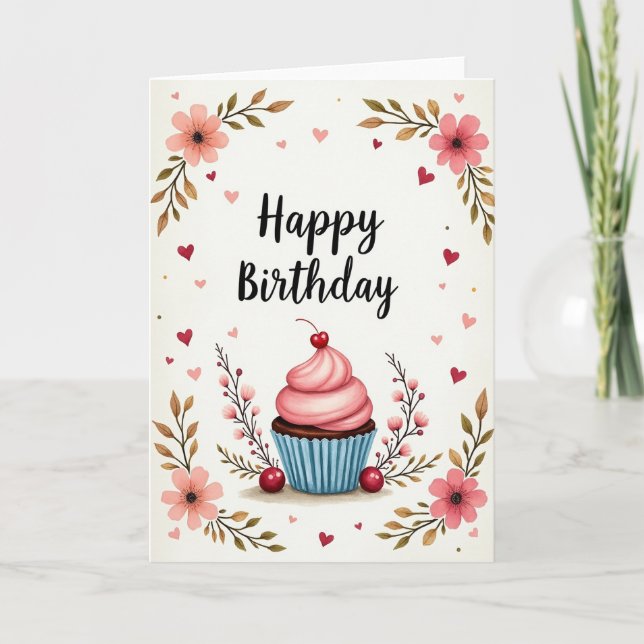 Födelsedagskort med körsbärssminkning kort (Framsida)