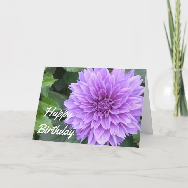 Födelsedagskort med lavender dahlia kort (Framsida)