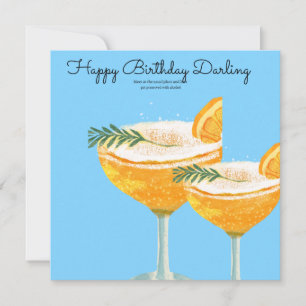 Födelsedagskort, med meddelande om cocktail och ro