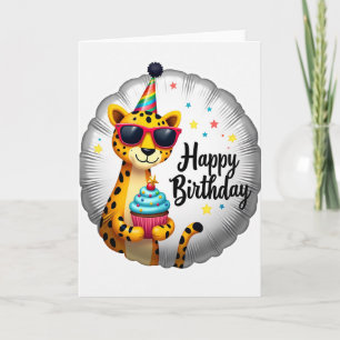 Födelsedagskort med Party Cat Cupcake Kort