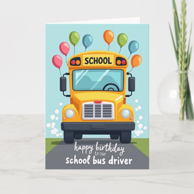 Födelsedagskort med skolbuss kort (Framsida)