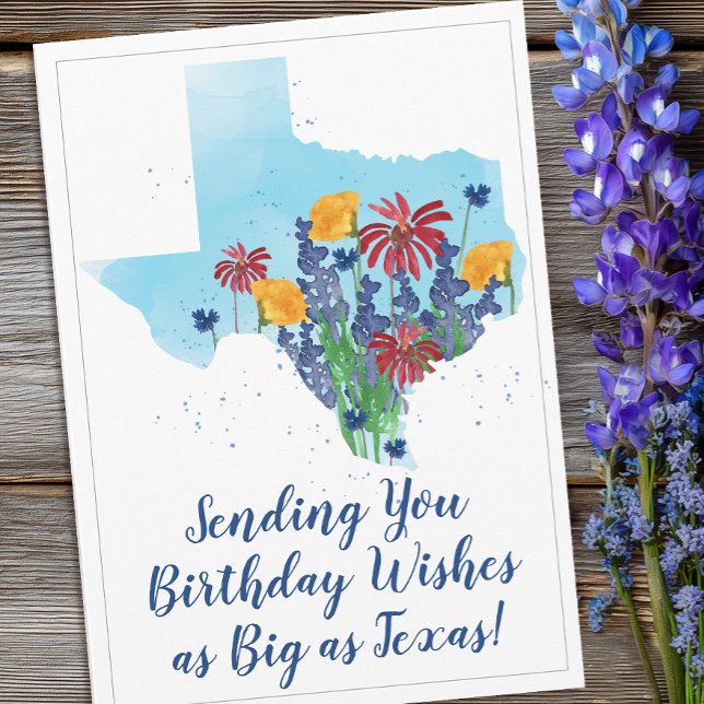 Födelsedagskort med Texas Wildflowers Kort (Texas Wildflower Birthday Card)