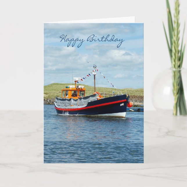 Födelsedagskort med turistbåt - Boat Birday Card Kort (Framsida)