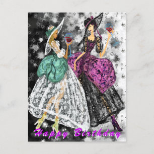 Födelsedagskort Modern Dam som dricker Vin - Chef Vykort