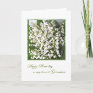 Födelsedagskort. Mormor. Lily of the Valley-blommo Kort