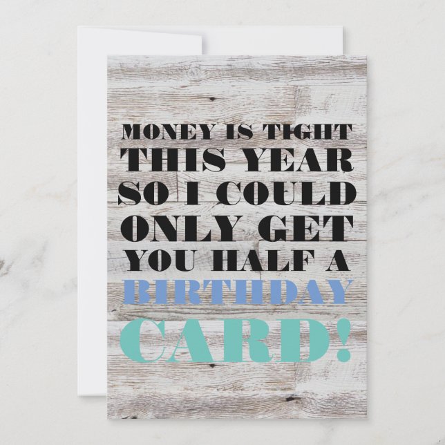 Födelsedagskort - pengar är knappa i år (Framsida)