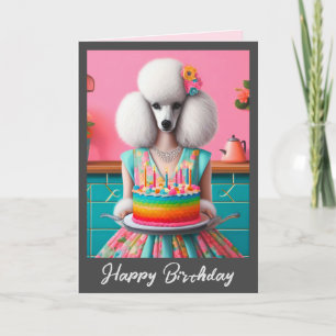 Födelsedagskort   Pudel Hund Birthday Cake 7 Candl Kort