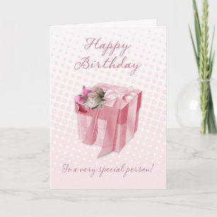 Födelsedagskort - Rosa Gift box - till en mycket S Kort