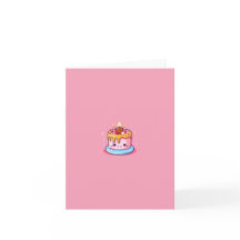 Födelsedagskort, rosa, tårta, kawaii, sött kort