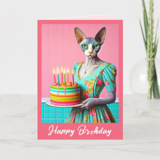 Födelsedagskort | Sphynx Cat 6e Birthday Candles Kort