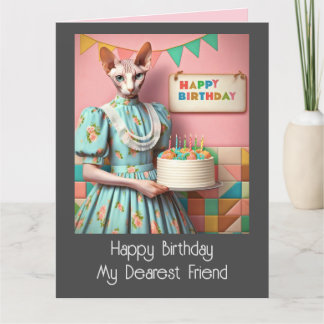 Födelsedagskort | Sphynx Cat Dam med födelsedagsku Kort