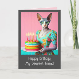 Födelsedagskort | Sphynx Cat Dam med födelsedagsku Kort