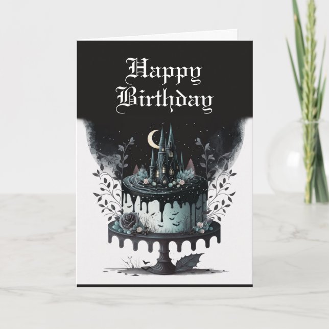 Födelsedagskort - Spooky Castle Birthday Cake Tack Kort (Framsida)
