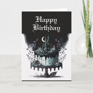 Födelsedagskort - Spooky Castle Birthday Cake Tack Kort