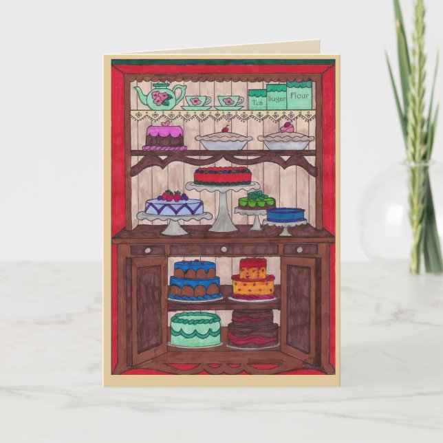 Födelsedagskort - Tårta i skåp Kort (Framsida)