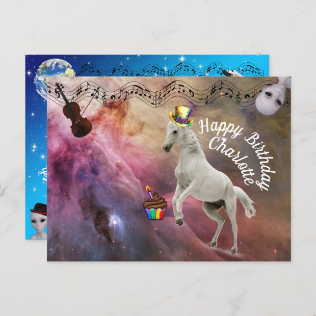 Födelsedagskort till Charlotte Vykort (Fram/baksida)