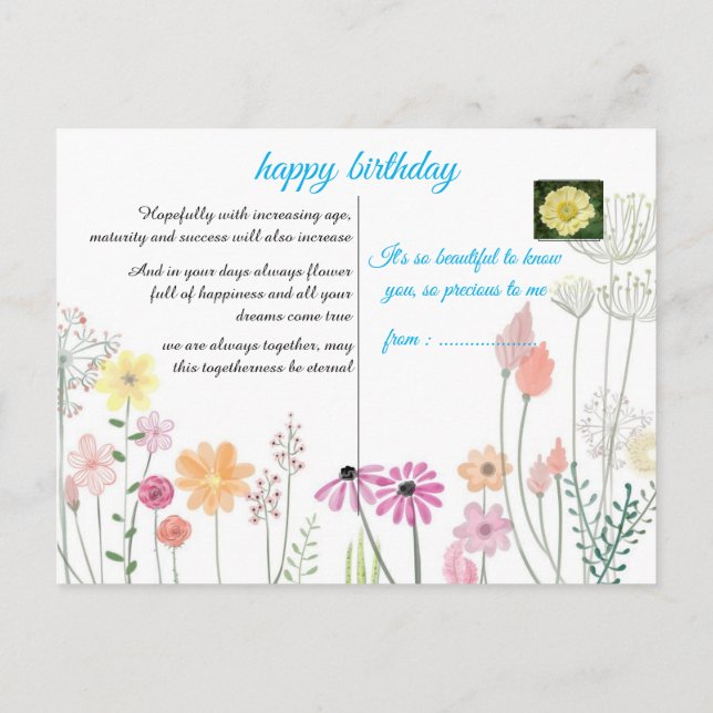 födelsedagskort vykort (Baksida)