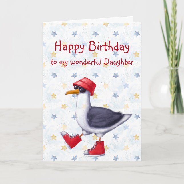Födelsedagskratt Roligt Cute Fiskmås Bird Card Kort (Framsida)