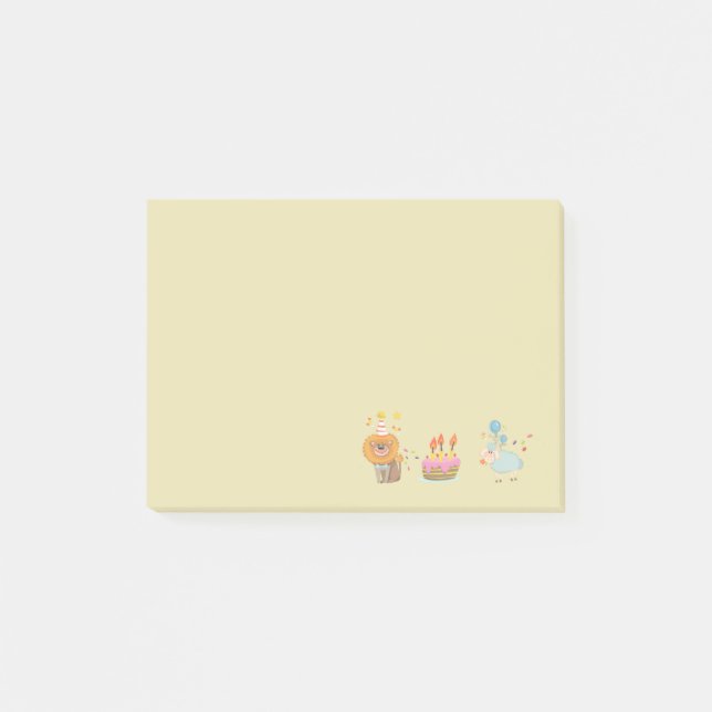 Födelsedagskummel med Party Lejon och ballongsfår Post-it Block (Framsida)