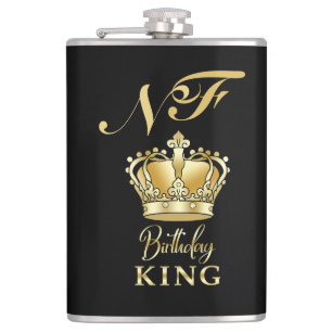 Födelsedagskung Guld Krona Royal Monogram Lyx Fickplunta